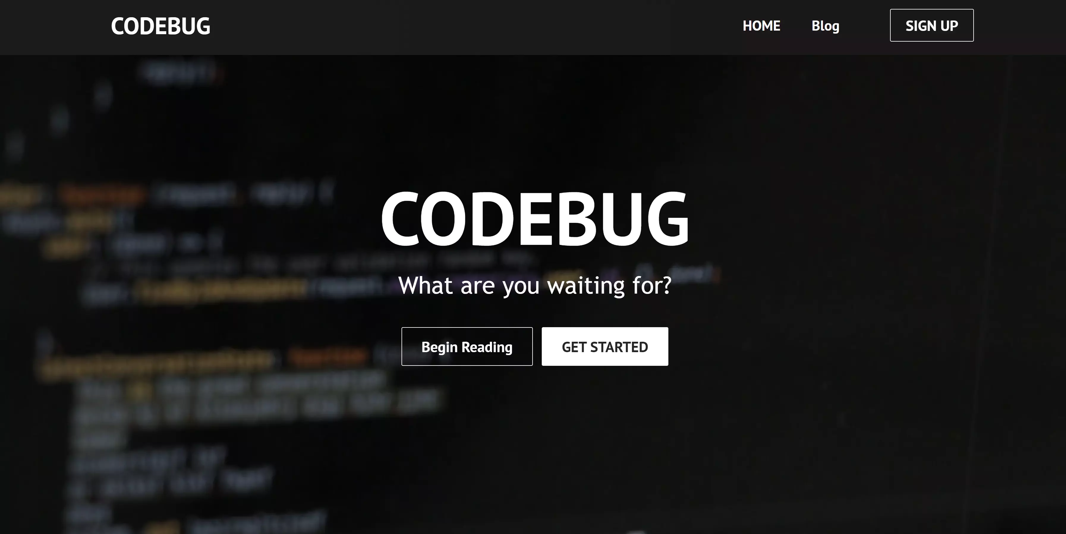 screenshot of a webproject called codebug